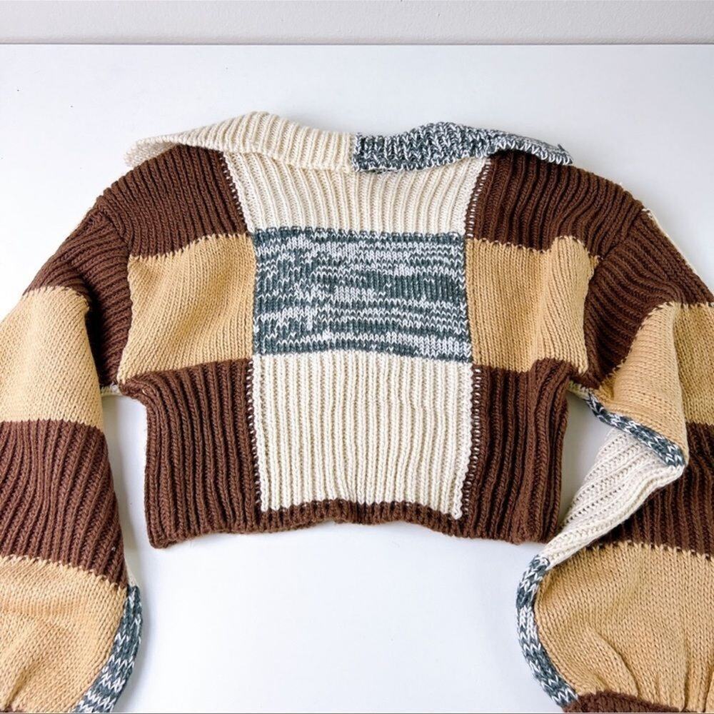 For love and lemons checker print Knit Sweater crop top - Picture 7 of 8